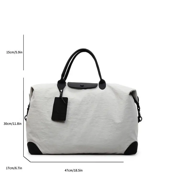 DuffleBag سعة كبيرة من النايلون المقاوم للماء مع حزام كتف من الجلد، أمتعة متينة لرحلة العمل وصالة الألعاب الرياضية والسفر #5