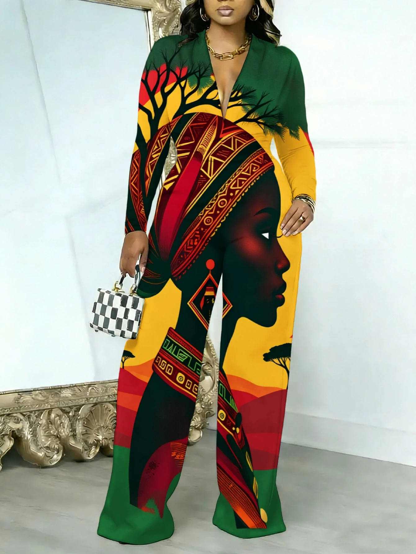 Macacão justo de manga comprida com decote em V, ideal para o outono, feminino, elástico, peça única, para a primavera, roupa de rua de luxo, para fes