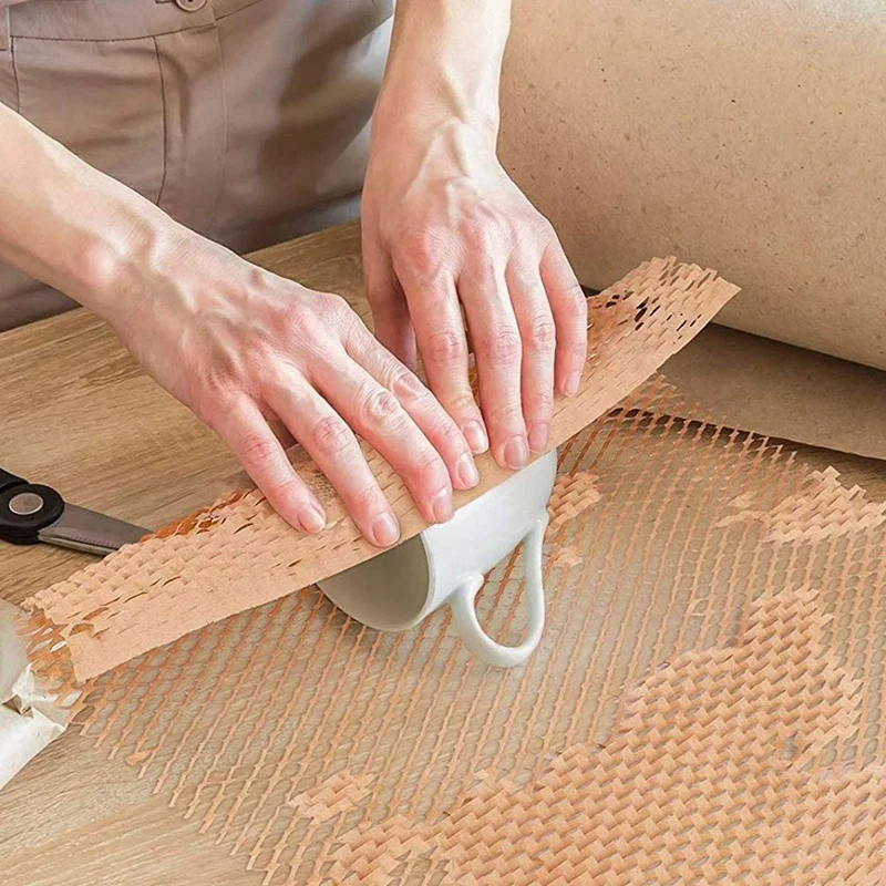 5 rollos de papel de embalaje reciclado de 12 pulgadas X 33 pies, papel de panal ecológico para embalaje móvil, envoltura de cojín reciclable