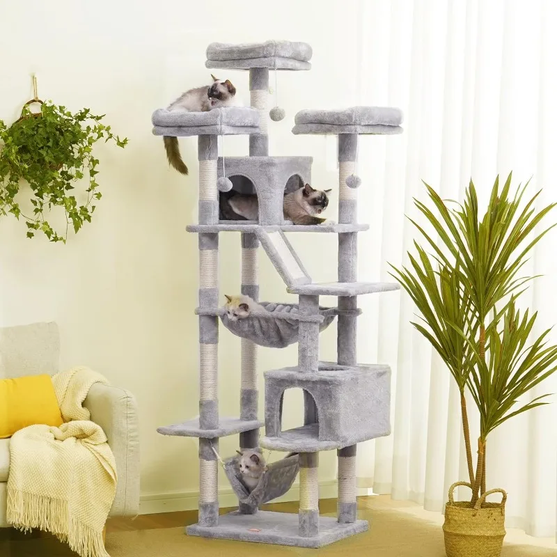 Heybly Cat Tree, 73 inches Tall Cat Tower for Large Cats 20 lbs Heavy Duty for Indoor Cats,Big Cat Furniture Condo