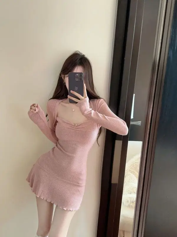 프랑스 빈티지 연령 감소 긴 소매 드레스 우아한 순수한 욕망 스타일 봄 순수한 소녀 인테리어 허리 조임