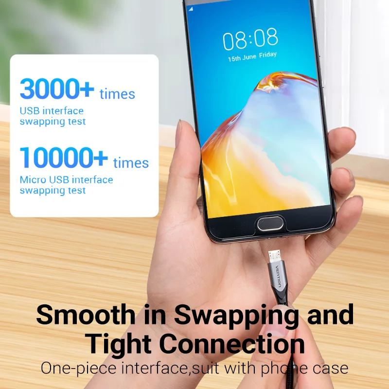 Vention Micro USB Cable 3A 90 Degree Fast Charge Data Cable For Xiaomi Remdi Samsung Android Mobile Phone USB Charger Cable Cord