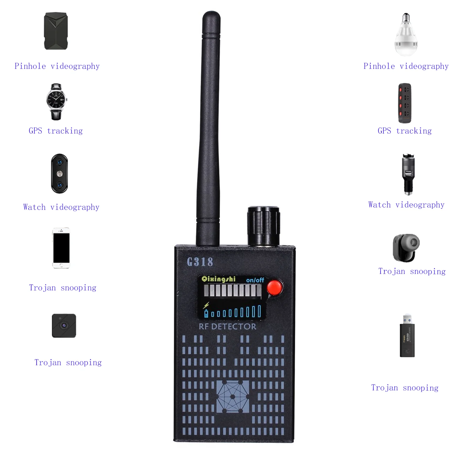 G318 Anti Stealing Monitoring Targeting Camera Eavesdropping GPS Location Tracking Wireless Signal Detector Protect Privacy