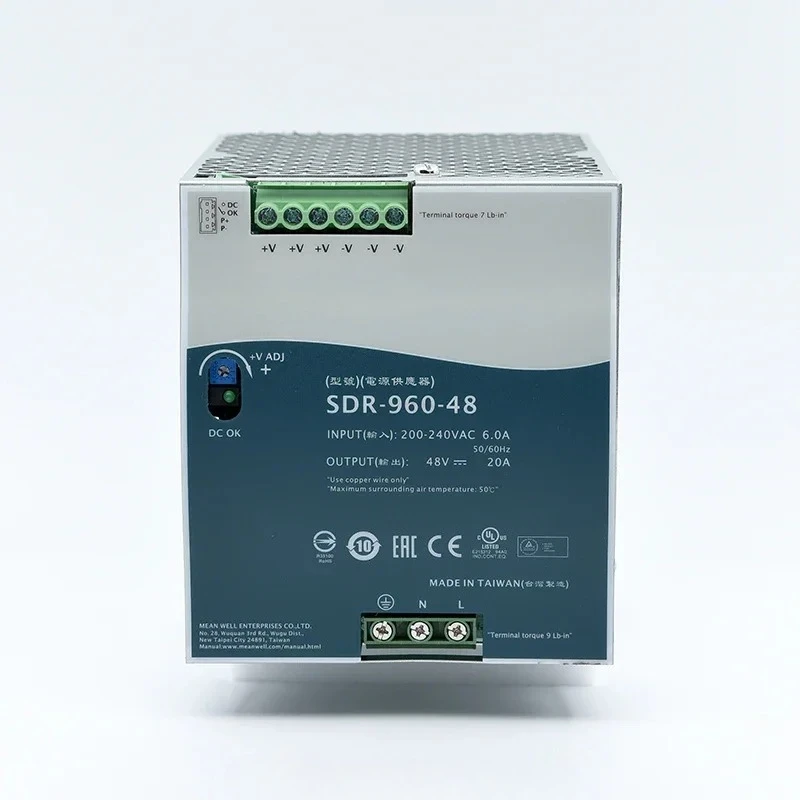 

Блок питания MeanWell SDR-960-24 24В 48В на DIN-рейку, 40А, с PFC, для систем промышленного контроля, трансформатор переменного тока