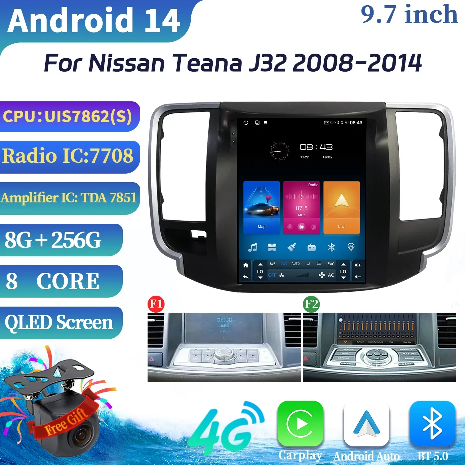 

9.7inch For Nissan Teana J32 2008-2014 Car Radio Multimedia Video Player Navigation 4G GPS Android 14 CarPlay Android auto