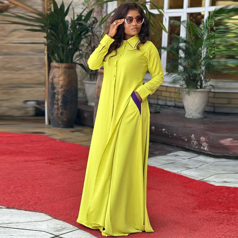 2024 autumn new women's suit ultra long long-sleeved slit shirt match color wide leg long pants two-piece set