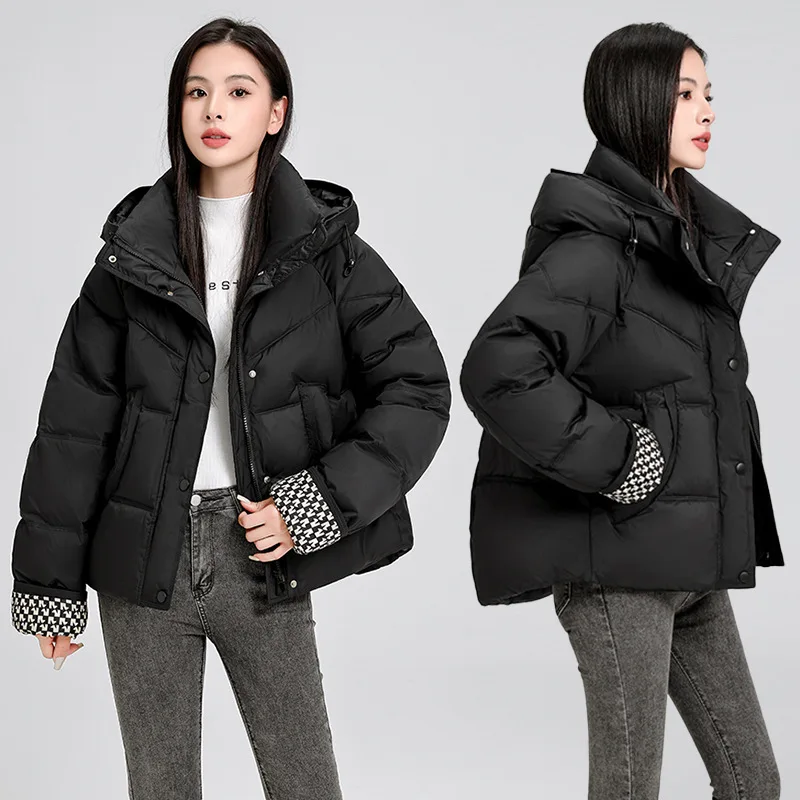 2024 New Winter Thicken Puffer Jacket Women Down Cotton Cotton-padded Jacket Hooded Warm Long Sleeve Coats