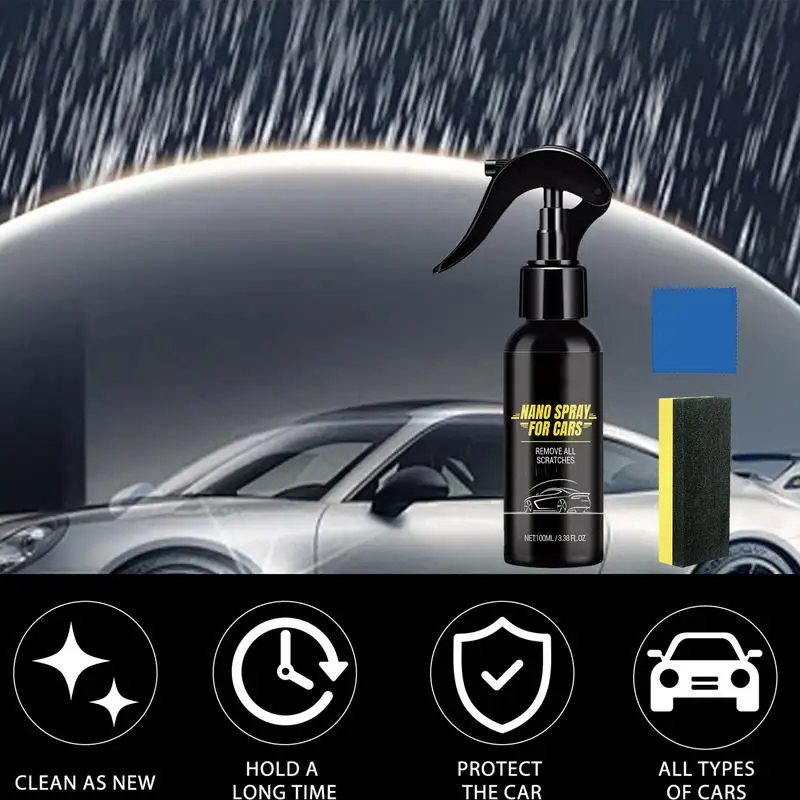 Pulverizador de revestimiento cerámico rápido para coche, agente de revestimiento de alta protección, Nano Spray de reparación, lavado sin agua, 100ML para la mayoría de los coches y motocicletas