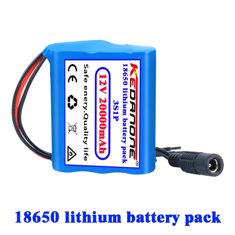 

Upgraded 3S1P Protection Plate12V 20Ah Battery Pack 12V 20000mAh 18650 Lithium ion DC 12.6V Super Rechargeable Battery+Charger