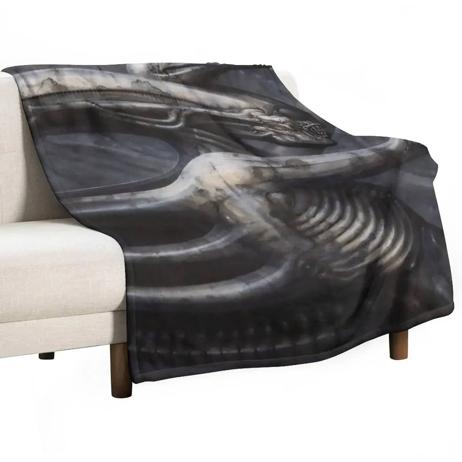 

H.R Giger - Necronomicon IV Throw Blanket Faux Fur Soft Warm Blanket for Bed