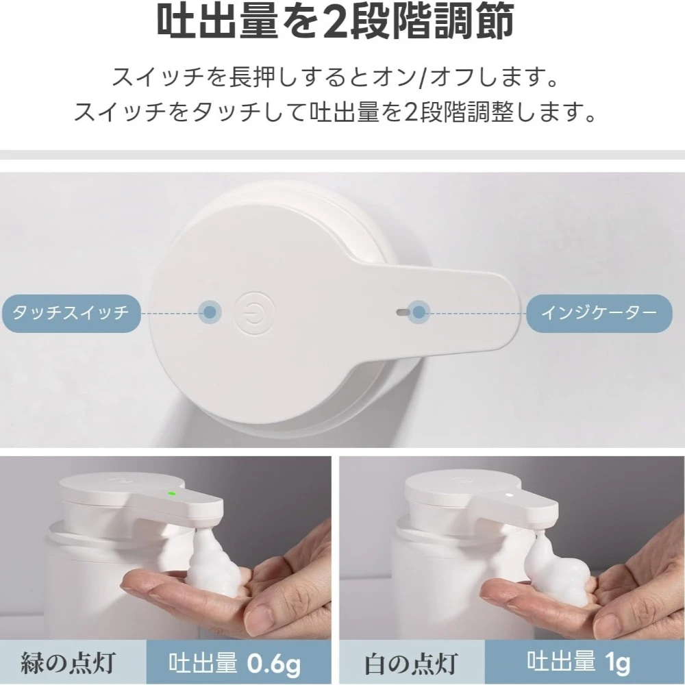 White Soap Dispenser, Automatic Foam, 2 Levels, Hand Wash, Auto Dispenser, Rechargeable, Hand Soap Dispenser ipx5