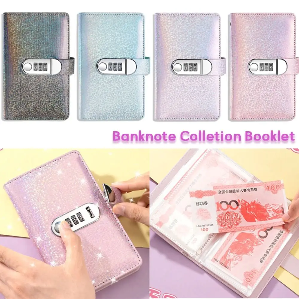 PU Leather 100 Envelope Challenge Binder Laser Cover Reusable Saving Money Notebook With Password Lock Waterproof