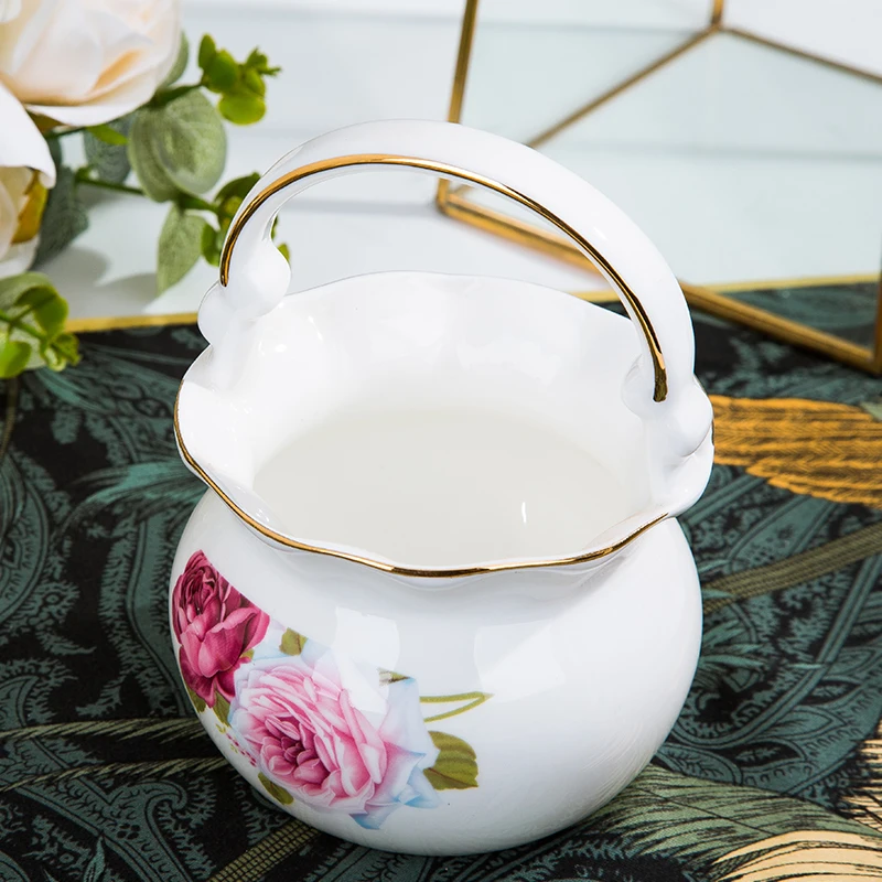 Jingdezhen bone china European Japanese flower basket container fruit knife fork chopsticks spoon container tableware