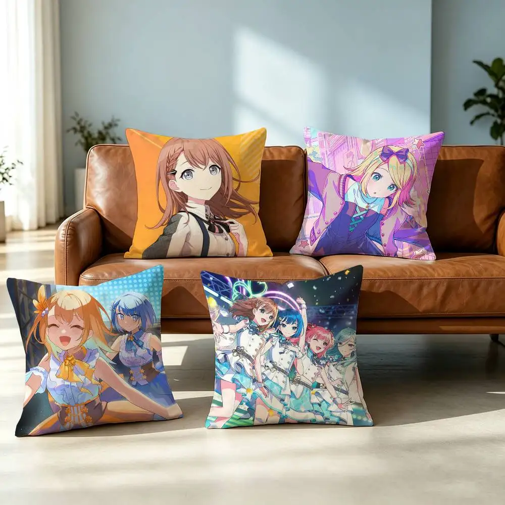 MORE MORE-E JUMP PJSK Pillow Case Square Double-Sided Sofa Cushion Cover Bedroom Bedside Pillow Gift