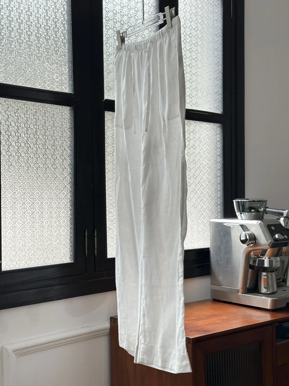 Minimalist Pants For Women In Linen High Quality Suprt Comfort Drawstring Bottoms 2024 New Women's White Trousers