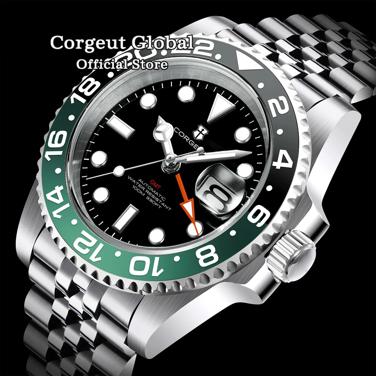 Corgeut Luxury NH34 Mechanical Wristwatch Stainless Steel GMT Watch Top Brand Sapphire Glass Men Watches reloj hombre