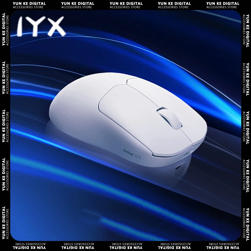 IYX AMBER Gaming Mouse Tri-mode 8k Polling Rate Paw3395 Sensor 35.8g Lightweight Customized Gamer Mouse Pc Gamer Accessories
