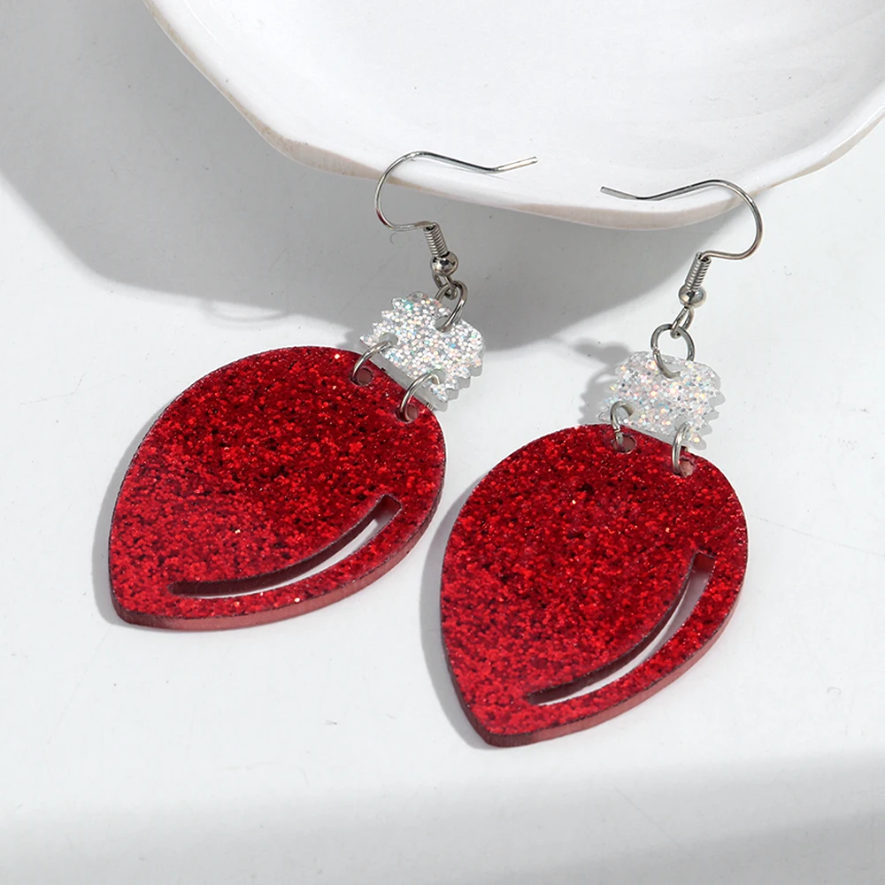 موضة بريق عيد الميلاد الأحمر الأخضر المصباح الكهربي إسقاط أقراط مضحك الاكريليك هندسية القرط مجوهرات هدايا عيد الميلاد مهرجان #5