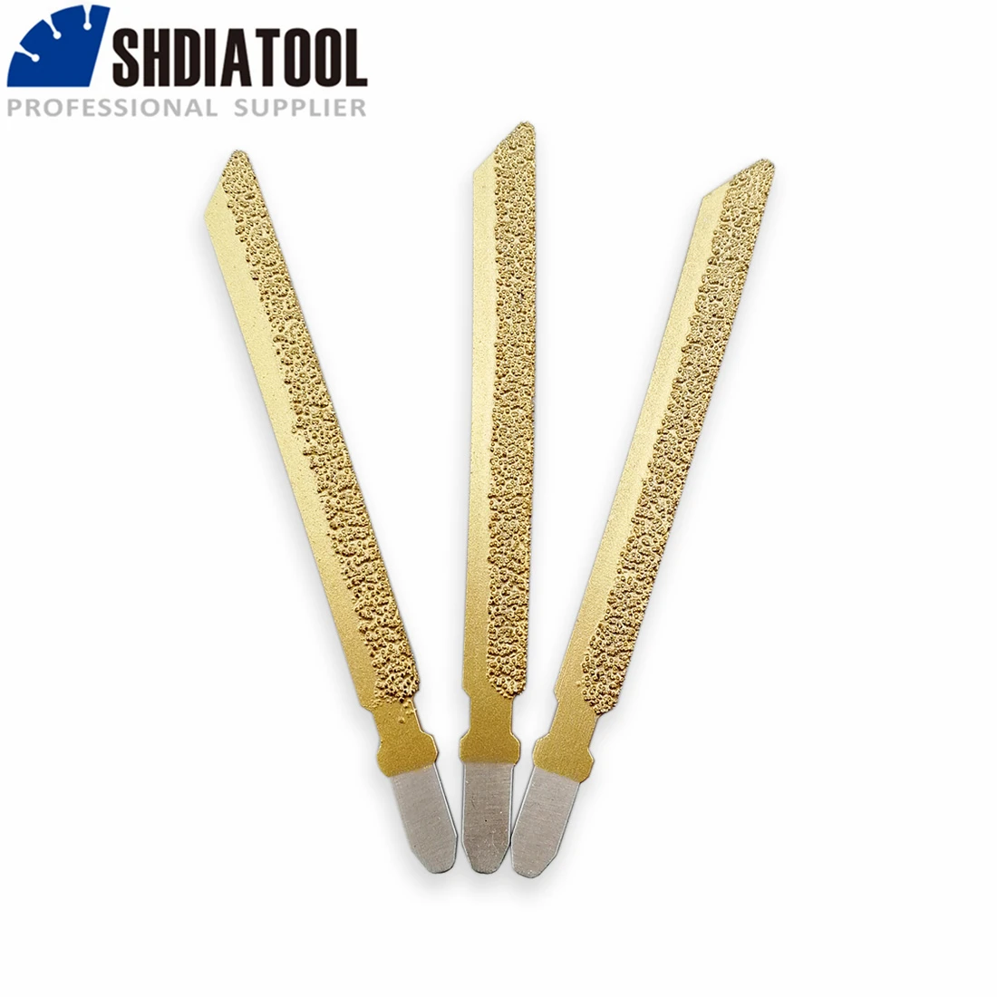 SHDIATOOL 3pcs Diamond Jig Saw Blades Set Cutting Tile Marble Wood PVC Plastic 100mm Length T-Shank Power Tool Accessories