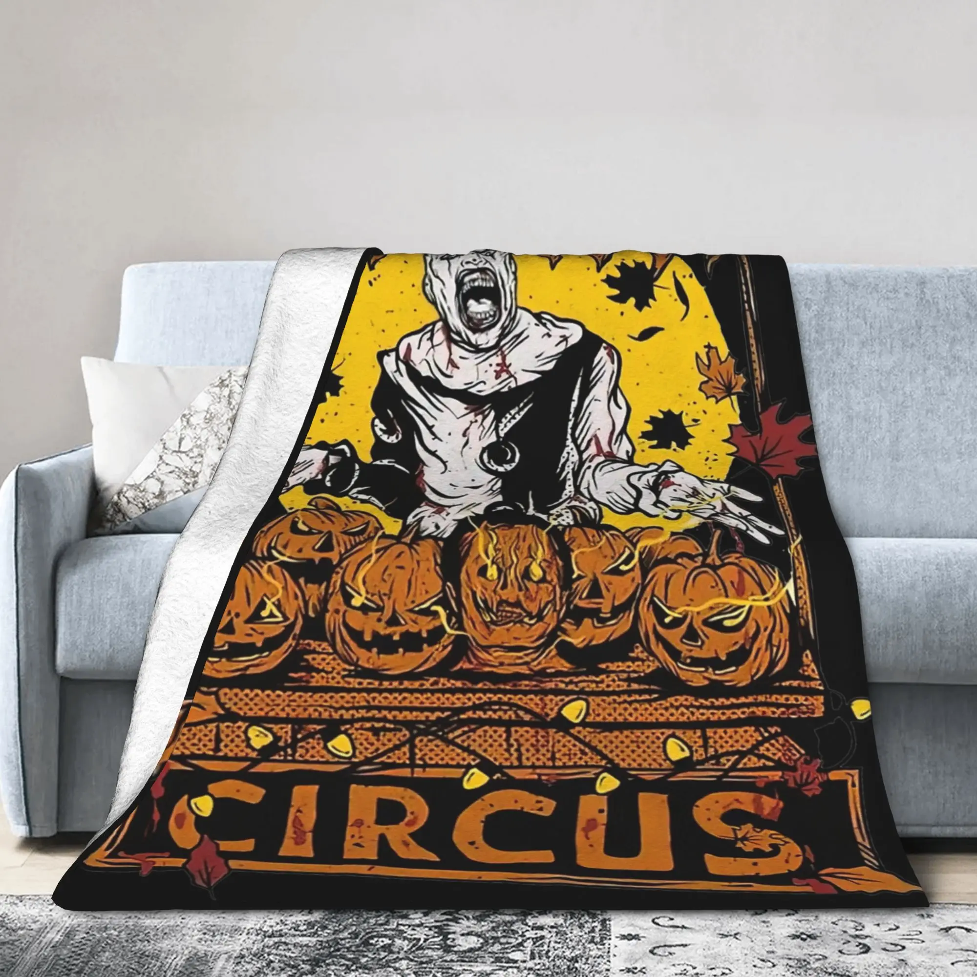 Retro Terrifier Circus Clown  Blankets Coral Fleece Plush Halloween Film Portable Lightweight Throw Blanket for Bed Couch Quilt
