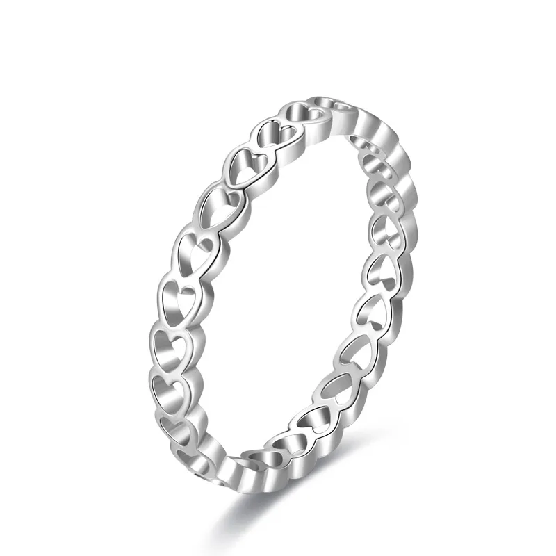 

Simple Design S925 Women's Sterling Silver Hollow Heart-Shaped Band Ring