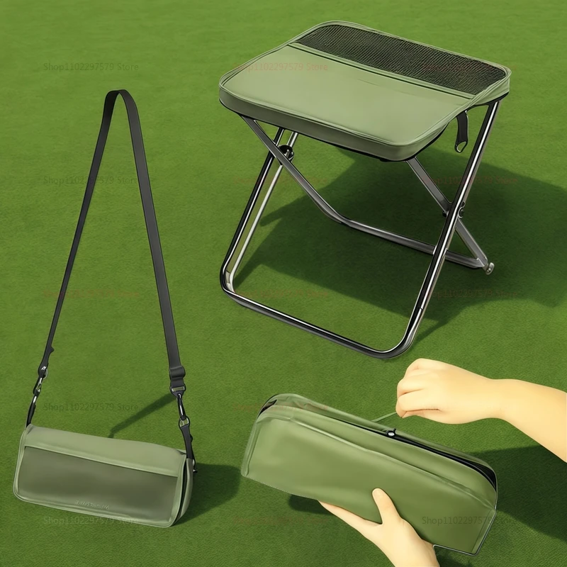 كرسي ظهر قابل للطي للاستخدام الخارجي، مزود بجيوب شبكية، مناسب للتخييم والمشي لمسافات طويلة، كرسي محمول على طراز حقيبة اليد