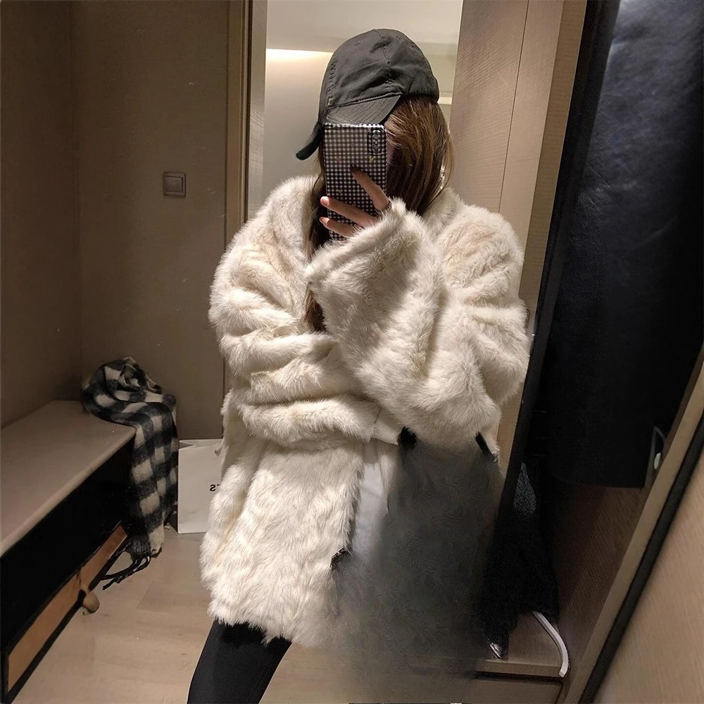 الراقية حماية البيئة الثعلب الفراء العشب المرأة شتاء جديد فضفاض وكسول الكورية المتكاملة معطف فرو المنك