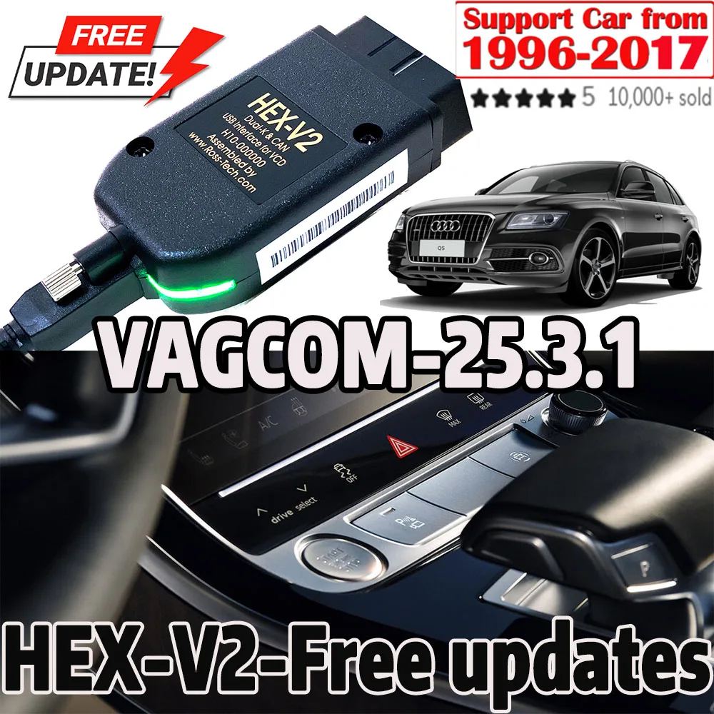 2025 أفضل VAG COM 25.3 الماسح الضوئي VAG أداة VAG KKL VAGCOM كابل Obd2 كابل التشخيص متعدد اللغات الماسح الضوئي VCDS HEX V2 VAG COM