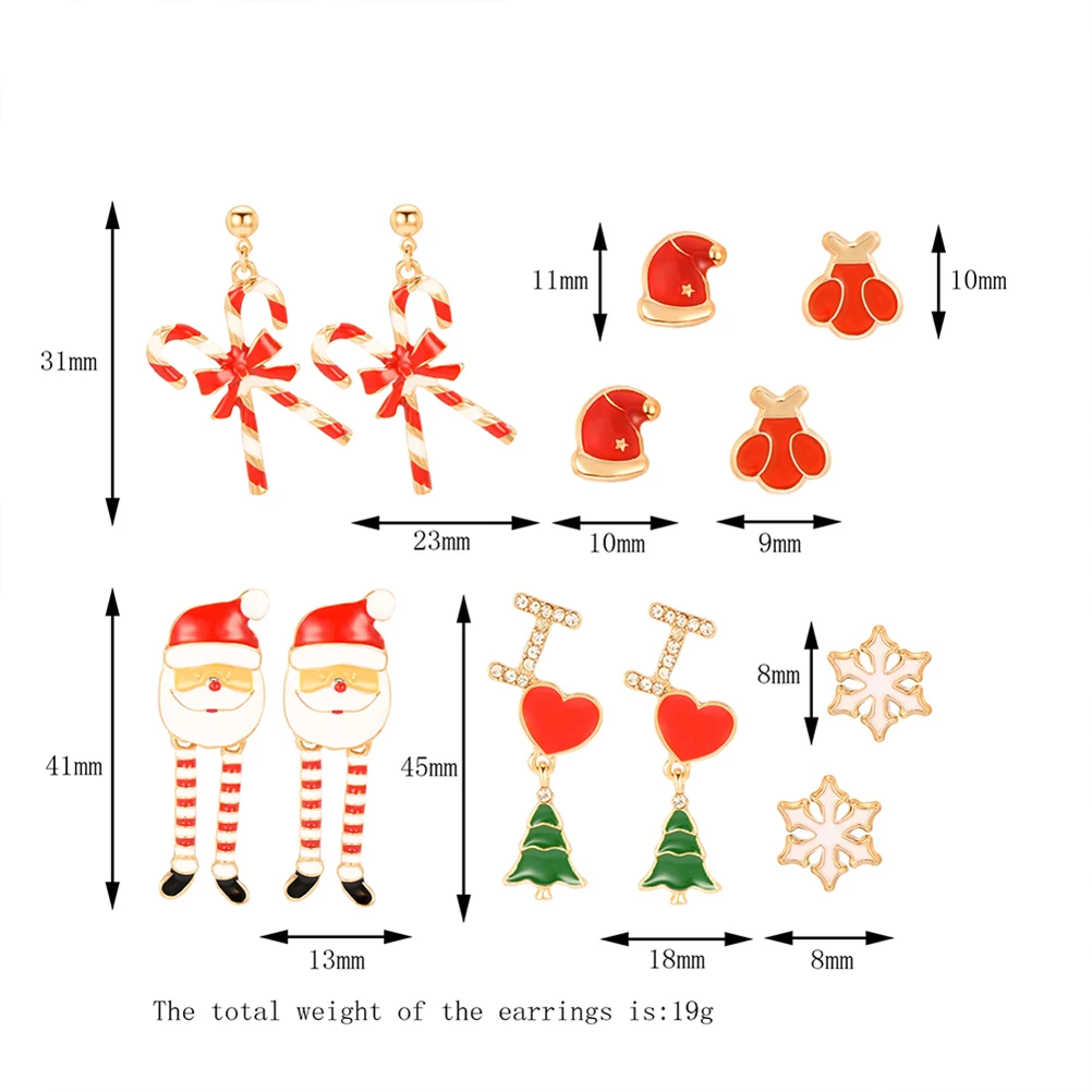 

Christmas Earrings Alloy Dangle Festive Party Masquerade Wear Ornament Gift For Women Men Unique Funny Design Safe Skin