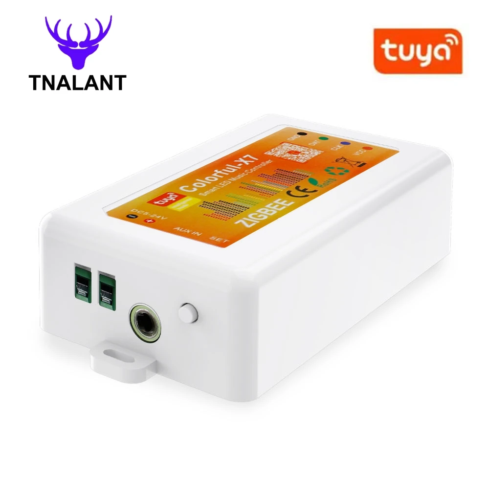 

Умный контроллер светодиодных лент Tuya, красочный-X7, Bluetooth/WIFI/Zigbee, синхронизация музыки и ритма для WS2811 WS2812B WS2815, пиксельное светодиодное освещение
