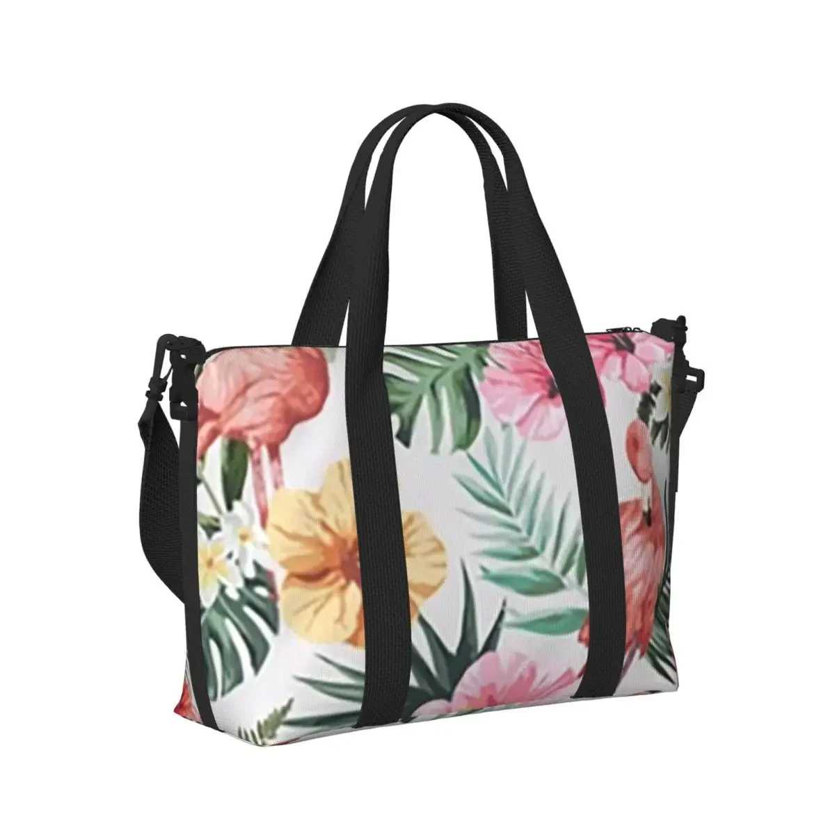 

Большая розовая пляжная дорожная сумка с изображением фламинго, вместительная сумка-тоут для спортзала, спорта, женская сумка для покупок, сумка через плечо