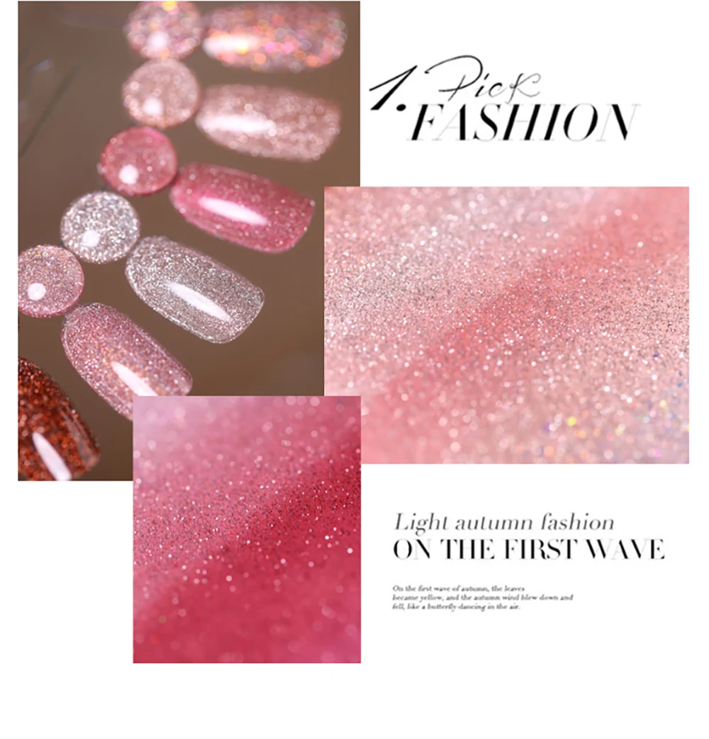 Vendeeni 24 Farben Glitzer-Broken-Diamond-Gel-Nagellack Funkelnder UV-LED-Soak-Off-Gel-Lack Galaxy Flash Nail Art Gel-Lack – Detail 7