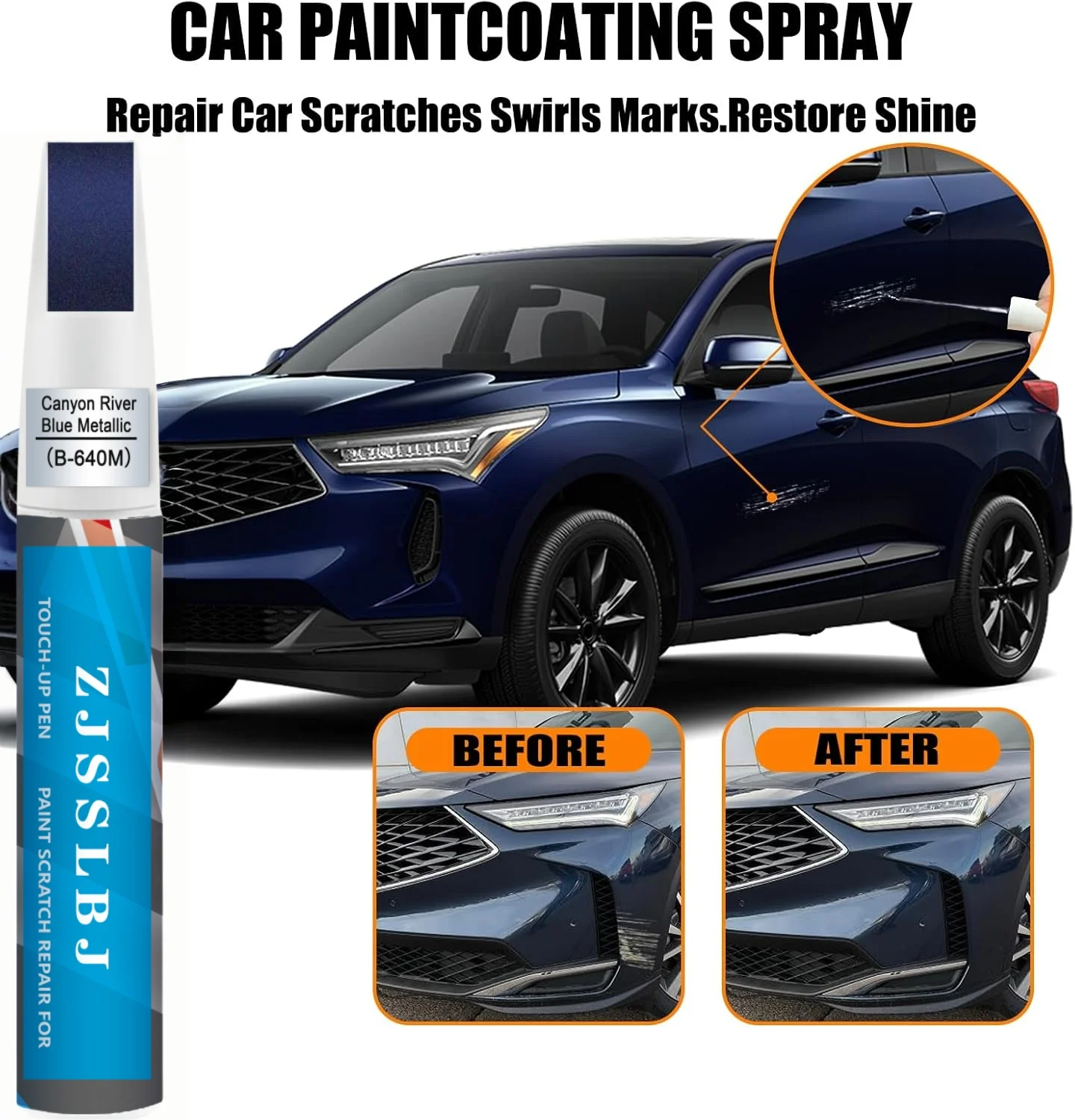 Canyon River Blue Metallic(B-640M) Touch Up Paint Compatible with Acura, Car Paint Pen Scratch Repair Two-In-One Touch Up Pain