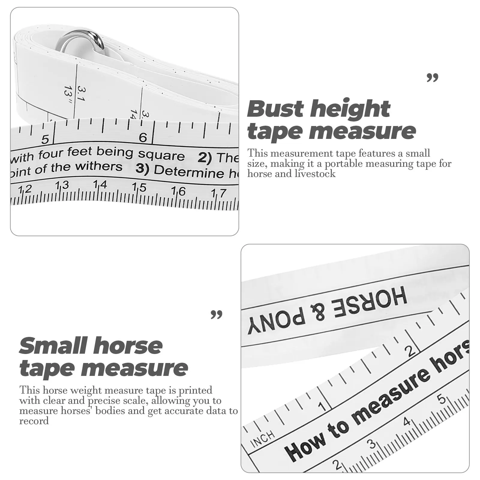 Horse Tape Measure Portable Small Double-Sided Tape for Accurate Measurement of Horse Body Weight Waist and Livestock
