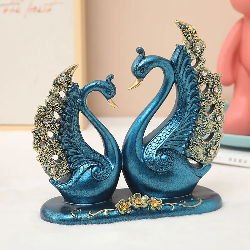 

European Couple Swan Resin Accessories Birthday Gifts Home Livingroom Porch Figurines Decoration Office Desktop Sculpture Crafts