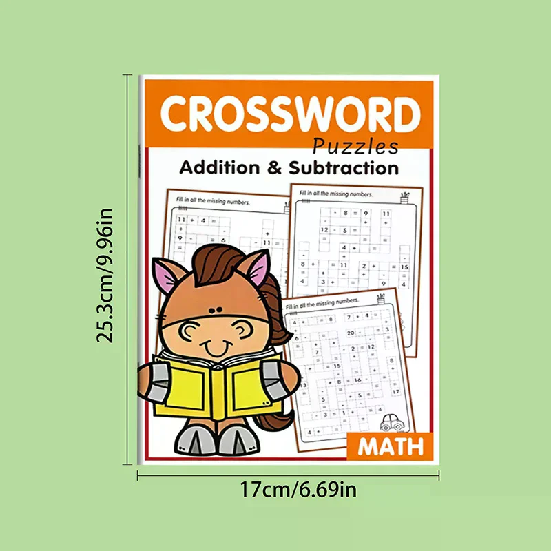 Math Workbook For Kids Ages 5-8 Math:Math Crossword Puzzles Addition And Subtraction Workbook