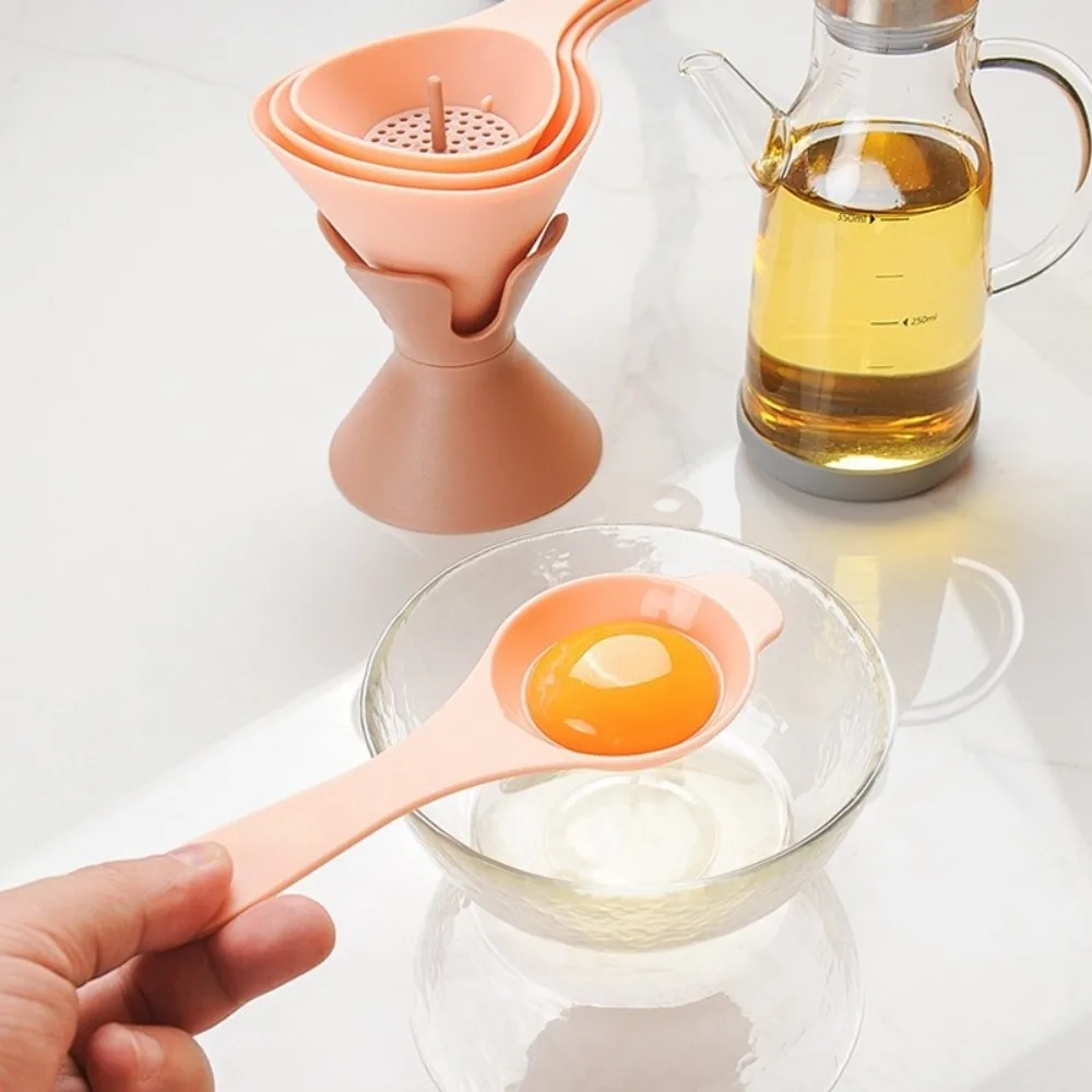 6 in-1 Kitchen Funnel Set Food Grade Plastic Large Opening Liquid Transfer Funnel Stackable with Filter Strainer