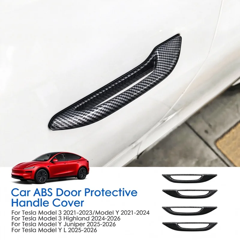Car Door Handle Cover For Tesla Model 3/Y /Y Juniper/3 Highland 2026 4Pcs ABS Patch Accessories
