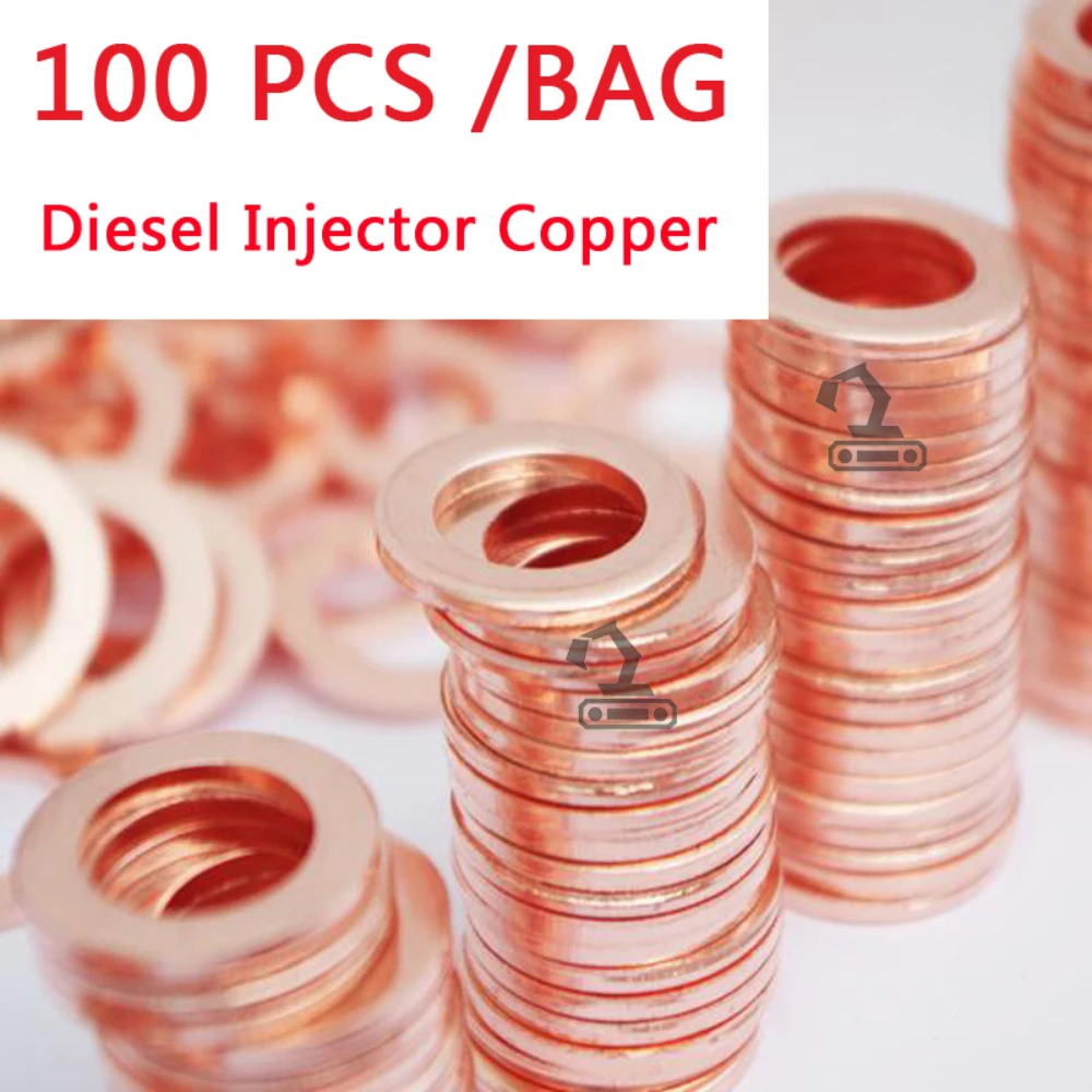 

100pcs 7x15mm EURO-III Common Rail Injector Nozzle Copper Gaskets for Diesel Injector Sealing,