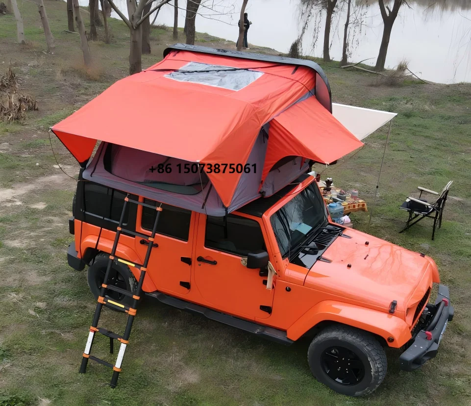 Outdoor Offroad Car Roof Top Tent Light Aluminum Frame 110g Color Fastening Mesh Waterproof ABS Hardtop Rooftop Tent