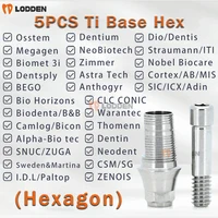 Base hexagonal Dental Ti de 5 uds para Osstem/Dentium/DIO/Megagen/NeoBiotech/Straumann/Nobel Biocar/Zimmer/Biomet3i con biblioteca EXO 3 Shape