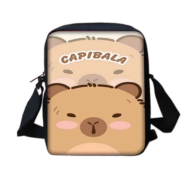 Cute Cartoon Impresso Messenger Bag Ombro, Capivara Boy, Girls, Child Casual Handbag, Homens, Mulheres, Telefone, Shopping Bag