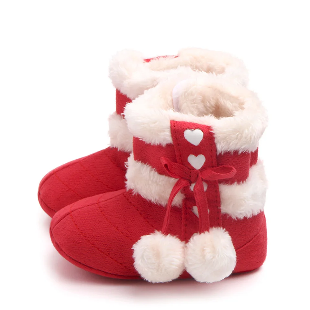 

1Pair Cotton Bowknot Baby Shoes Warm Winter Prewalkers Infant Toddlers Christmas Soft Boots Baby Prewalkers Winter Shoes