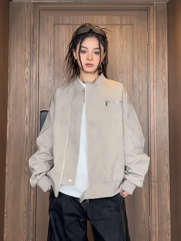 

Мужская весенняя повседневная свободная куртка-бомбер в стиле американского ретро с эффектом тай-дай, на молнии, до плеч, для пар