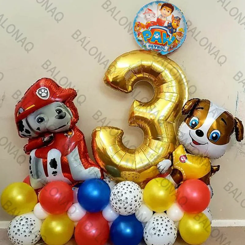 29pcs Cartoon PAW Patrol Balloon Decoration Aluminum Film Digital Balloon Set Dog Chase Birthday Party Supplies