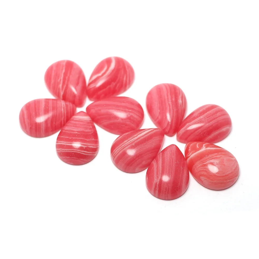 10pcs Watermelon Red Cabochon Stone,Polished Flat Back Teardrop Cabochons,Pendant Accessories,Jewelry Necklace Charm Making