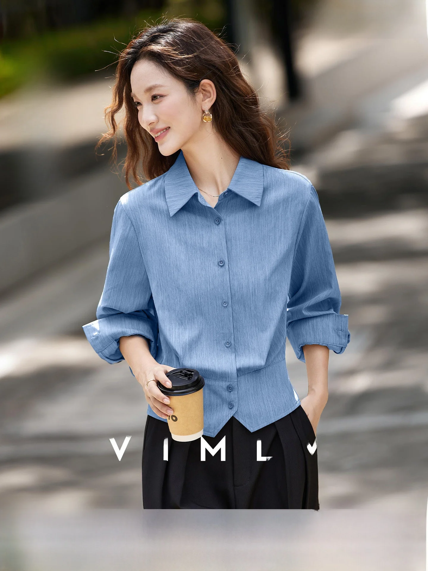 Women's Stripe Irt Waist Cinched Spring Autumn New Irregular Design Small Cro Turn-Down Collar Top Coat Regular Sve