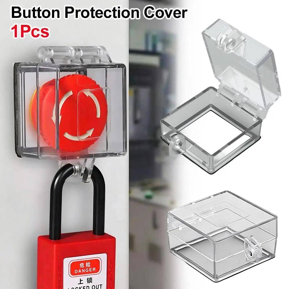 1Pcs 40/50/60mm Button Protection Cover PC Lockable Anti Misoperation Cover Square Hole Double Sided Tape Emergency Stop Cover
