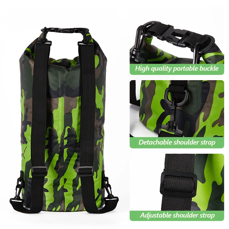 15L 20L 30L Swimming Bag Dry Bag Pool Outdoor Polyester Waterproof Camouflage Shoulder Bucket Lightweight Drifting Beach  xa28wd