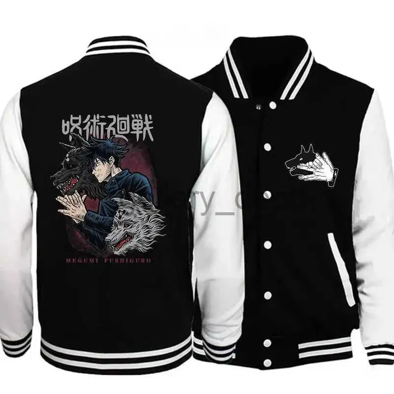Demon Slayer Nezuko Kamado Baseball Jacket Zwart Roze Kimono Achterprint met Bamboe Snuit en Demon Slayer Corps Logo